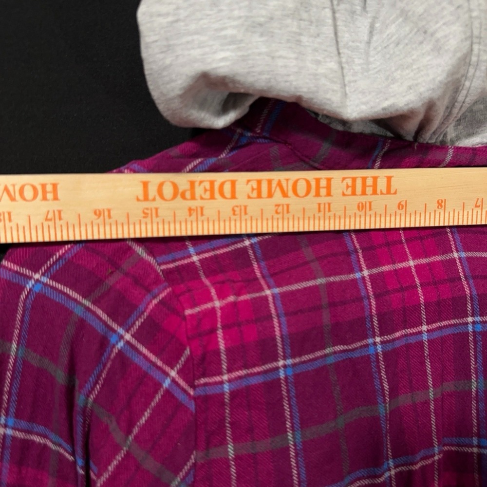 Op Ocean Pacific Women's Small 3/5 Pink & Gray Plaid Lightweight Flannel‎ Shirt - Picture 12 of 12